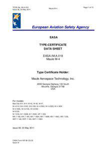 European Aviation Safety Agency / Maule M-4 / Airworthiness / V speeds / Maule / Maule Air / Maule M-7 / Aviation / Transport / Type certificate