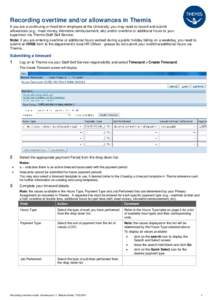 Recording overtime and/or allowances