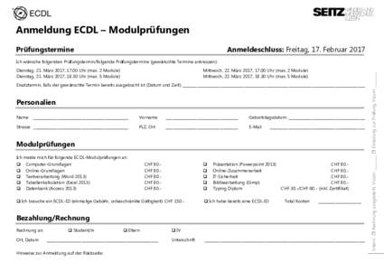 Anmeldung ECDL – Modulprüfungen