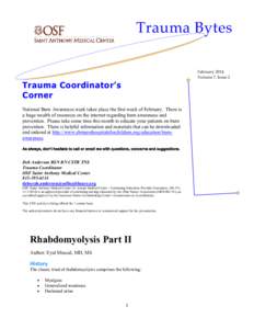 Trauma Bytes February 2014 Volume 7, Issue 2 Trauma Coordinator’s Corner