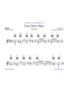 Sheet Music from www.mfiles.co.uk  I Saw Three Ships Guitar: Solo or Chords