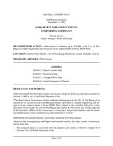 COASTAL CONSERVANCY Staff Recommendation December 11, 2003 POMO BLUFFS PARK IMPROVEMENTS: ENGINEERING AND DESIGN File No[removed]