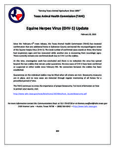 Equine Herpes Virus (EHV-1) Update