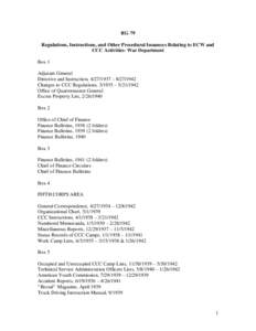 RG 79 Regulations, Instructions, and Other Procedural Issuances Relating to ECW and CCC Activities- War Department