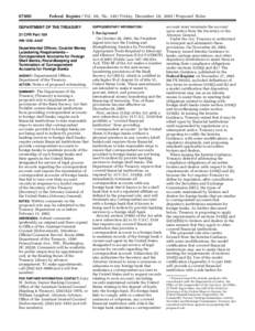 Treasury: Counter Money Laundering Requirements—Correspondent Accounts for Foreign Shell Banks; Recordkeeping and Termination of Correspondent Accounts for Foreign Banks, [removed]