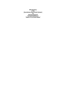 EPA Summary of the Discretionary Small Entity Outreach for Planned Proposed Revised Definition of “Waters of the United States”