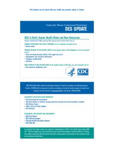 CDC's DES Update in Brief