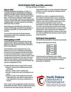 North Dakota CHAT executive summary Choosing Healthplans All Together About CHAT  Choosing Healthplans All Together, or CHAT, is a