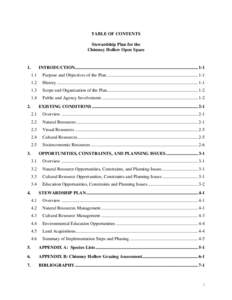 TABLE OF CONTENTS Stewardship Plan for the Chimney Hollow Open Space 1.