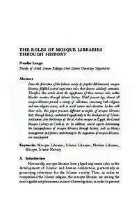 THE ROLES OF MOSQUE LIBRARIES THROUGH HISTORY Nurdin Laugu