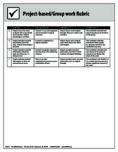 Project-based/Group work Rubric CONTENT ORGANIZATION  ORIGINALITY