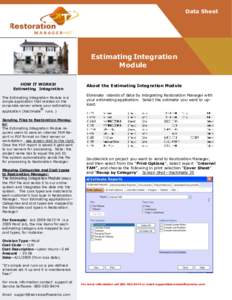 Data Sheet  Estimating Integration Module HOW IT WORKS! Estimating Integration