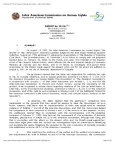 Colombia P2779-02 Aranzazu Meneses de Jiménez - Admissibility Report[removed]:24 PM REPORT No[removed]PETITION[removed]