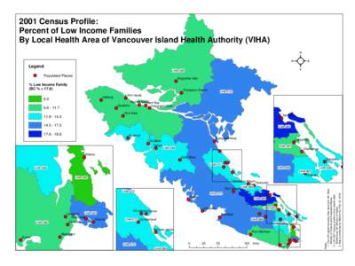 2001 Census Profile: Percent of Low Income Families By Local Health Area of Vancouver Island Health Authority (VIHA) Legend LHA-085