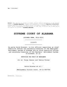 Lawsuit / RSA / Venue / Retirement Systems of Alabama / David G. Bronner / Prudent man rule