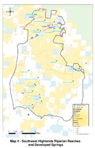 Map 4--Southwest Highlands Riparian Reaches and Developed Springs