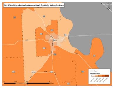 2013 Total Population by Census Block for Blair, Nebraska Area  82 CR -F50