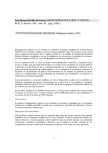 Real Decreto[removed], de 26 enero. MINISTERIO  EDUCACIÓN Y CIENCIA BOE 21 febrero 1996 , núm. 45 , [pág. 6306 ]