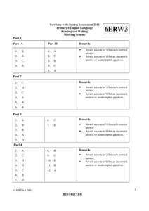 Territory-wide System Assessment 2011 Primary 6 English Language Reading and Writing Marking Scheme  6ERW3