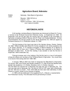 Agriculture Board, Nebraska RG022 & film Nebraska. State Board of Agriculture Records: [removed] & n.d.