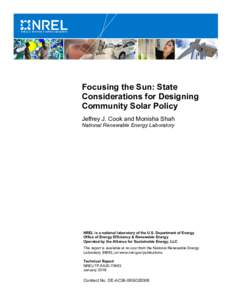 Focusing the Sun: Considerations for Designing Community Solar Policy