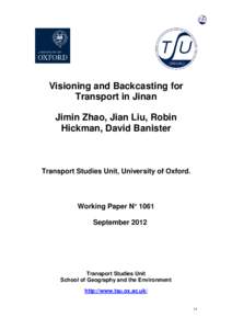Sustainable transport / Religion in China / Jinan / Shandong / Backcasting