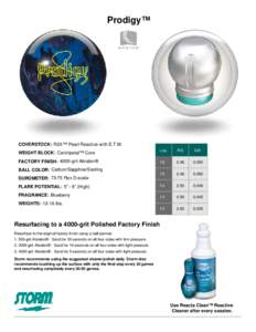 Prodigy™  COVERSTOCK: R2X™ Pearl Reactive with E.T.M. Lbs.  RG