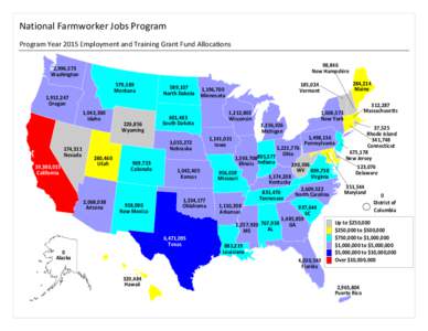 National Farmworker Jobs Program Program Year 2015 Employment and Training Grant Fund Allocations 98,846 New Hampshire  2,996,573