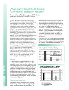 ommunity reactions to the new Prison for Women in Kitchener C  by Laura Druar1, Peter J. Carrington and John Goyder