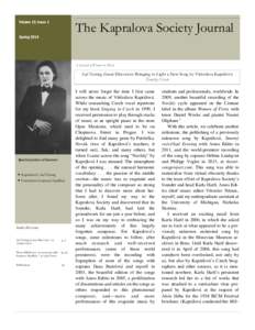 Volume 12, Issue 1  The Kapralova Society Journal Spring 2014
