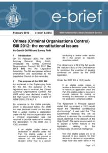 February[removed]e-brief[removed]Crimes (Criminal Organisations Control) Bill 2012: the constitutional issues