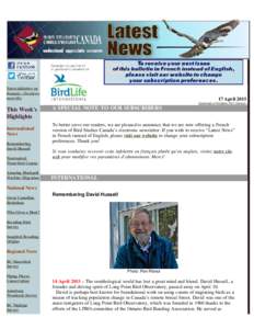 The Latest News from Bird Studies Canada