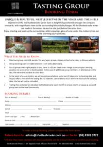 Group booking / The Cellar Door / Business / Cellar door / Booking / Winery