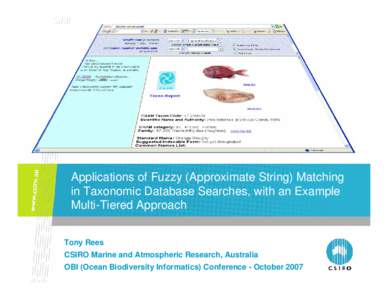 Biodiversity informatics / Species / Phonetic algorithm / TRE / Soundex / Knowledge / Biology / Author citation / Zoological nomenclature / Science