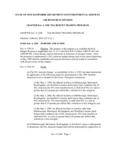 Chapter Env-A 3200, NOx Budget Trading Program. | EPA-Approved New Hampshire Regulations | State Implementation Plans (SIPs)