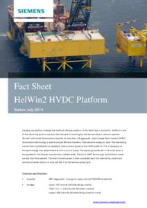 Fact Sheet: HelWin2 HVDC Platform