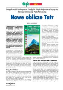 MAPA  I nagroda na VII Ogólnopolskim Przegl¹dzie Ksi¹¿ki Krajoznawczo-Turystycznej dla mapy Tatrzañskiego Parku Narodowego  Nowe oblicze Tatr