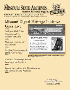 Friends of Missouri State Archives Newsletter Summer 2008