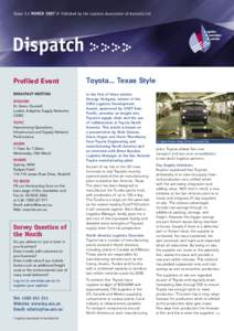 Issue 2.2 MARCH[removed]Published by the Logistics Association of Australia Ltd Dispatch Profiled Event
