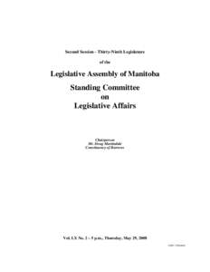 The Legislative Assembly of Manitoba Debates and Proceedings