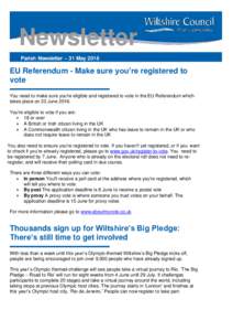 Newsletter Parish Newsletter – 31 May 2016 EU Referendum - Make sure you’re registered to vote ▬▬▬▬▬▬▬▬▬▬▬▬▬