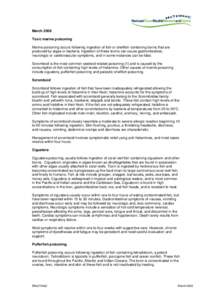 Health / Neurotoxins / Medical emergencies / Guanidines / Venomous fish / Ciguatera / Neurotoxic shellfish poisoning / Paralytic shellfish poisoning / Tetrodotoxin / Seafood / Food and drink / Biology