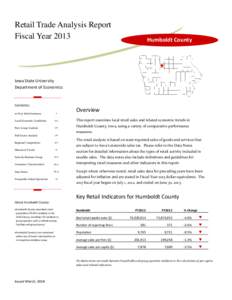 Retail Trade Analysis Report Fiscal Year 2013 Humboldt County  Iowa State University