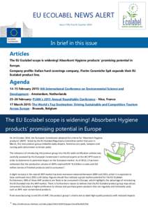 EU ECOLABEL NEWS ALERT Issue n°96, Fourth Quarter 2014 In brief in this issue  Articles