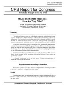 Order Code[removed]GOV Updated January 22, 2003 CRS Report for Congress Received through the CRS Web