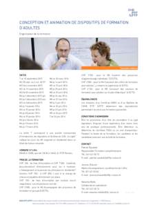 CONCEPTION ET ANIMATION DE DISPOSITIFS DE FORMATION D’ADULTES Organisation de la formation Formation continue