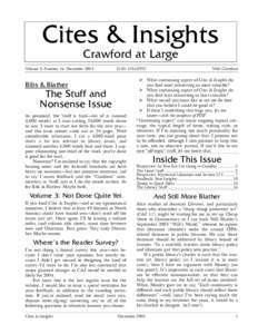 Cites & Insights Crawford at Large Volume 3, Number 14: DecemberISSN