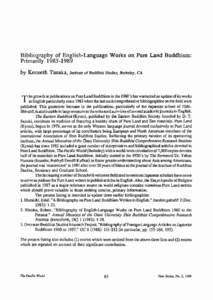 Bibliography of English-Language Works on Pure Land Buddhism: Prhnarily[removed]by Kenneth Tanaka, Institute of Buddhist Studies, Berkeley, CA