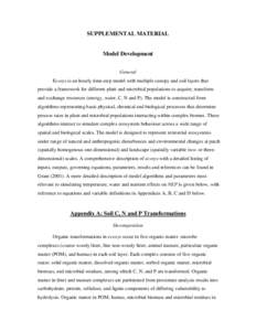 SUPPLEMENTAL MATERIAL  Model Development General Ecosys is an hourly time-step model with multiple canopy and soil layers that provide a framework for different plant and microbial populations to acquire, transform