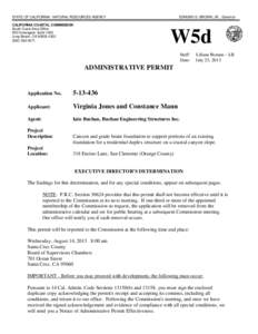 California Coastal Commission Staff Report and Recommendation Regarding Administrative Permit Application No[removed]Jones and Mann, San Clemente)